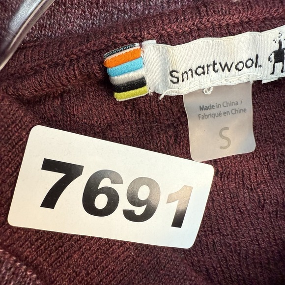 Smartwool Shadow Pine Hoodie Sweater Womens S Maroon Wool Blend $120 - Picture 9 of 9